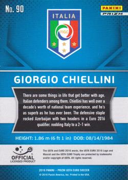 2016 Panini Prizm UEFA Euro - Silver Prizms #90 Giorgio Chiellini Back