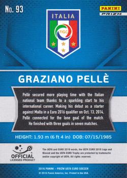 2016 Panini Prizm UEFA Euro - Silver Prizms #93 Graziano Pelle Back