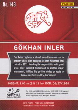 2016 Panini Prizm UEFA Euro - Silver Prizms #148 Gokhan Inler Back