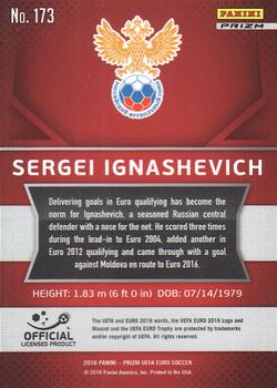 2016 Panini Prizm UEFA Euro - Silver Prizms #173 Sergei Ignashevich Back