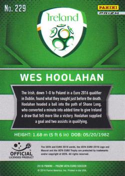 2016 Panini Prizm UEFA Euro - Silver Prizms #229 Wes Hoolahan Back