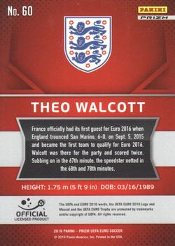 2016 Panini Prizm UEFA Euro - Red & Light Blue Prizms #60 Theo Walcott Back
