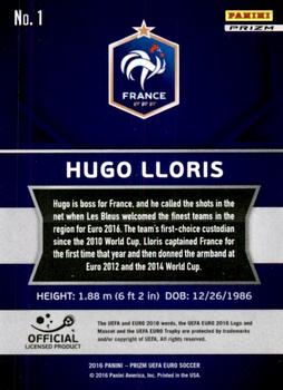 2016 Panini Prizm UEFA Euro - Flash Prizms #1 Hugo Lloris Back