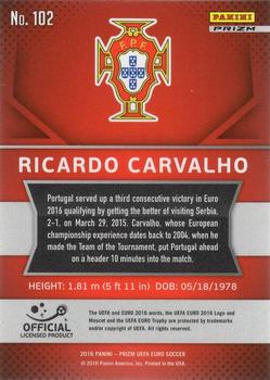2016 Panini Prizm UEFA Euro - Flash Prizms #102 Ricardo Carvalho Back