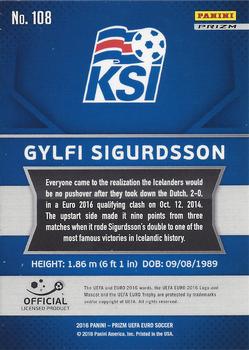 2016 Panini Prizm UEFA Euro - Flash Prizms #108 Gylfi Sigurdsson Back