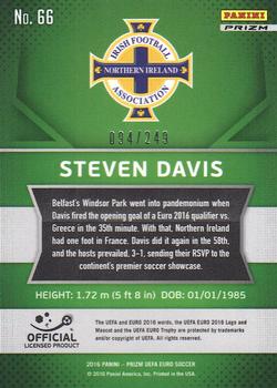 2016 Panini Prizm UEFA Euro - Blue Prizms #66 Steven Davis Back