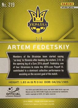 2016 Panini Prizm UEFA Euro - Green Prizms #219 Artem Fedetskyi Back