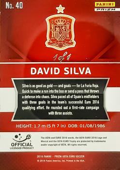 2016 Panini Prizm UEFA Euro - Black Prizms #40 David Silva Back