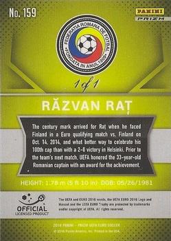 2016 Panini Prizm UEFA Euro - Black Prizms #159 Razvan Rat Back