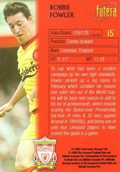 1998 Futera Liverpool #15 Robbie Fowler Back