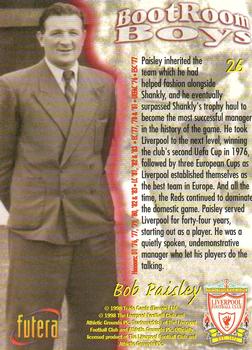 1998 Futera Liverpool #26 Bob Paisley Back