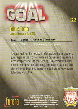 1998 Futera Liverpool #32 Robbie Fowler Back