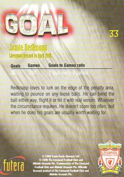 1998 Futera Liverpool #33 Jamie Redknapp Back