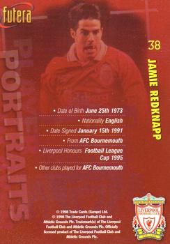 1998 Futera Liverpool #38 Jamie Redknapp Back