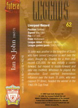 1998 Futera Liverpool #62 Ian St. John Back