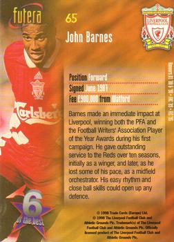 1998 Futera Liverpool #65 John Barnes Back