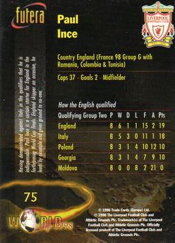 1998 Futera Liverpool #75 Paul Ince Back