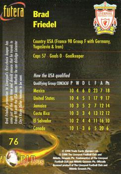 1998 Futera Liverpool #76 Brad Friedel Back