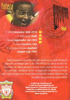 1998 Futera Liverpool #86 Phil Babb Back