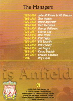 1998 Futera Liverpool #91 Anfield Card 1 Back