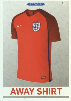 2016 Panini Adrenalyn XL England #3 Away Shirt Front