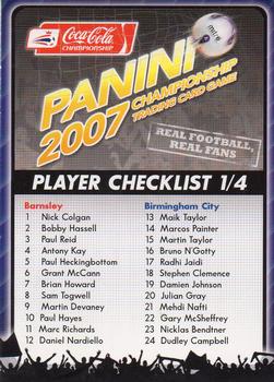 2007 Panini Coca-Cola Championship - Checklists #1 Checklist 1 Front
