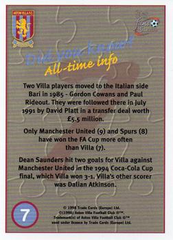1998 Futera Aston Villa Fans Selection #7 Team Puzzle Back
