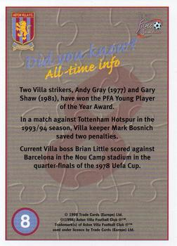 1998 Futera Aston Villa Fans Selection #8 Team Puzzle Back