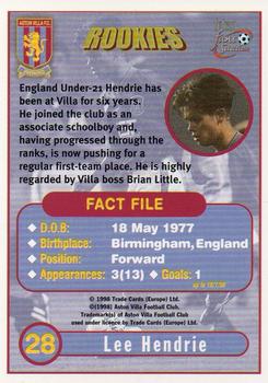 1998 Futera Aston Villa Fans Selection #28 Lee Hendrie Back
