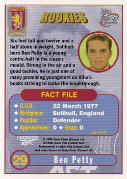 1998 Futera Aston Villa Fans Selection #29 Ben Petty Back