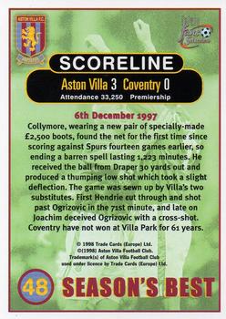 1998 Futera Aston Villa Fans Selection #48 Aston Villa 3 Coventry 0 Back