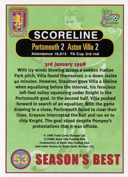 1998 Futera Aston Villa Fans Selection #53 Portsmouth 2 Aston Villa 2 Back
