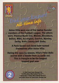 1998 Futera Aston Villa Fans Selection - Foil #2 Team Puzzle Back