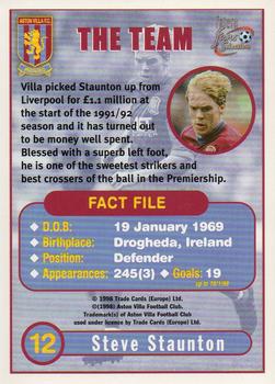 1998 Futera Aston Villa Fans Selection - Foil #12 Steve Staunton Back