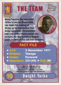 1998 Futera Aston Villa Fans Selection - Foil #19 Dwight Yorke Back