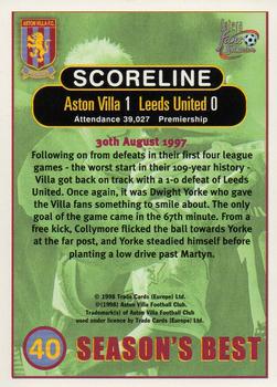 1998 Futera Aston Villa Fans Selection - Foil #40 Aston Villa 1 Leeds United 0 Back