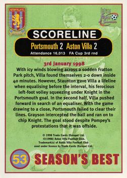 1998 Futera Aston Villa Fans Selection - Foil #53 Portsmouth 2 Aston Villa 2 Back