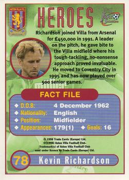 1998 Futera Aston Villa Fans Selection - Foil #78 Kevin Richardson Back
