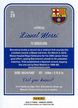 2016-17 Donruss #29 Lionel Messi Back