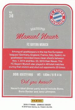 2016-17 Donruss #36 Manuel Neuer Back