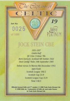 1998 Futera Platinum The Captains of Celtic #19 Jock Stein CBE Back