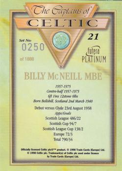 1998 Futera Platinum The Captains of Celtic #21 Billy McNeill MBE Back