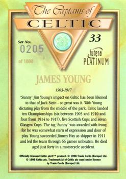 1998 Futera Platinum The Captains of Celtic #33 Jim Young Back