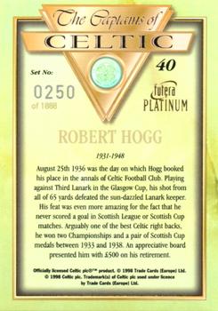 1998 Futera Platinum The Captains of Celtic #40 Bobby Hogg Back
