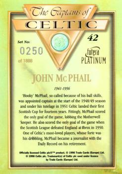 1998 Futera Platinum The Captains of Celtic #42 John McPhail Back