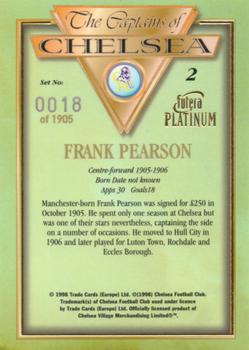 1998 Futera Platinum The Captains of Chelsea #2 Frank Pearson Back