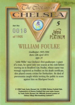 1998 Futera Platinum The Captains of Chelsea #5 William Foulke Back