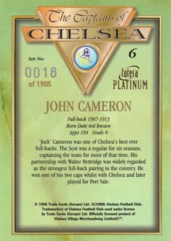 1998 Futera Platinum The Captains of Chelsea #6 John Cameron Back