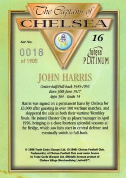 1998 Futera Platinum The Captains of Chelsea #16 John Harris Back