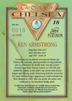 1998 Futera Platinum The Captains of Chelsea #18 Ken Armstrong Back